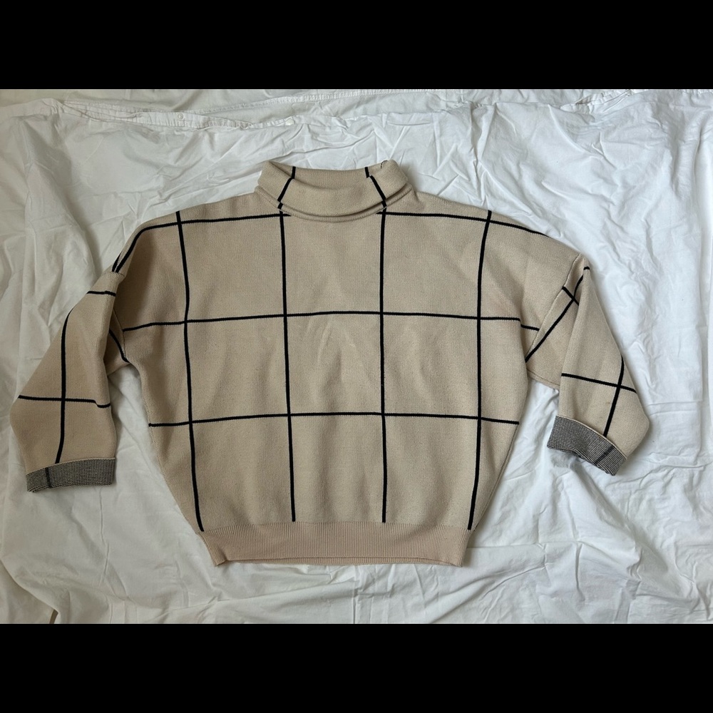 Grid Turtleneck Sweater